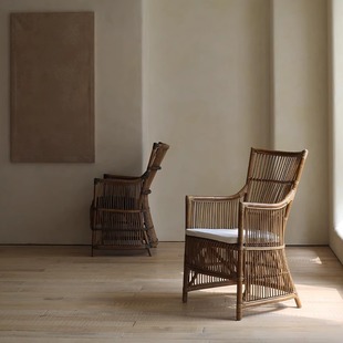 Wow Customizable Rattan Chair Balcony Indonesian Rattan Handmade Rattan Leisure Chair Home High Back Bed and Breakfast Creative Dining Chair