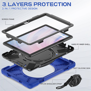 For Fire HD8 Strap Tablet Case Amazon Kindle HD10 Silicone PC Rotating Stand Protective Case