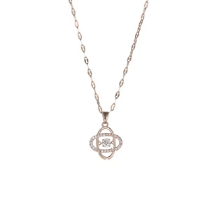 Necklace female Net red lucky grass rose gold main stone dancing pendant beating heart Korean simple four-leaf flower item