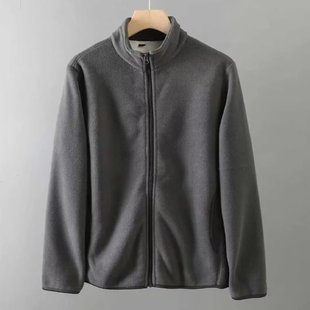 Polar fleece jacket men's Spring and Autumn 2023 new Korean style trendy thickened stand collar top cardigan casual jacket trendy