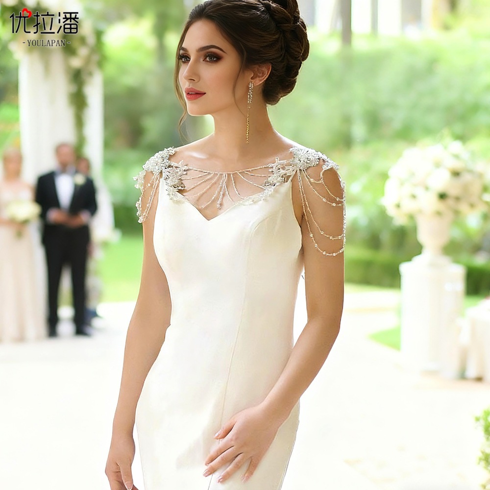 Ulapan Sg10 Cross-Border Supply Tassel Pearl Crystal Handmade Shoulder Strap Shoulder Chain Bridal Shawl Dress Accessories