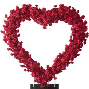 Source factory simulation cloth bottom red heart-shaped arch background wall rose wedding net red punch card simulation flower art