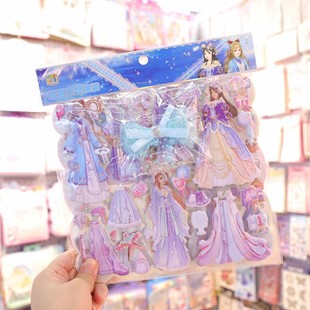 Princess Sticker Handmade diy Bow Sticker Girl Dress Up Dress Sticker Stereo Bubble Sticker Toy