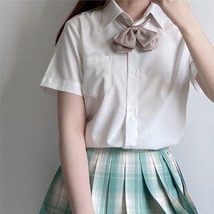 Original Jk Uniform Japanese Style Short-Sleeve Button-Down Shirt Basic Black and White Solid Color Pointed Collar Shirt School Uniform