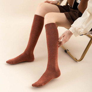 Women's Calf Socks for Autumn and Winter Japanese Style jk Korean Style High-rise Knee-high Stockings Thickened Loop Warm Long Calf Stockings for Women