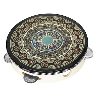 Handcranked tambourine Xinjiang Uygur tambourine dance test performance Linggu Dunhuang 8 inch tambourine gift