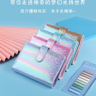 Rainbow Square Meteor Shower Notebook Wallet Student Diary Book Loose-Leaf Macaron Color Set
