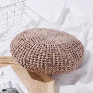 Popular Macaron Color Knitted Beret Women Korean Fashion Solid Color Bud Cap Trendy Simple Painter Cap Trendy