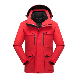 Autumn and winter jacket two-piece three-in-one detachable men's and women's same sports warm trendy hooded jacket cross-border