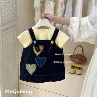 Korean Style Girls' Summer Dress suit 2025 New Fashionable Girls' Tooling Two-Piece Casual dress