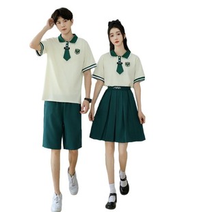 Junior high school students' class uniforms Korean version of college style primary school grade five or six graduation photo short sleeve T-shirt sports uniform suit