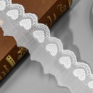 New love fine tensil cotton lace fabric peach heart embroidered clothing textile decorative cotton strip wholesale