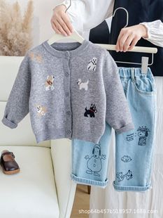 Girls' 2024 Spring and Autumn New Cute Top Baby Korean Knitted Wool Children's Autumn All-match Casual Jacket