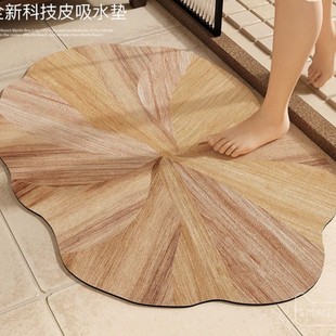 American Style Imitation Wood Grain Dirty Resistant Floor Mat Toilet Non-Slip Foot Mat Bathroom Water Absorbent Quick-Drying Mat Household Diatom Mud Cushion