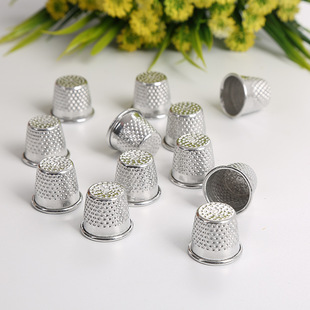 Factory Direct sales silver thimble aluminum finger sleeve thimble non-adjustable size thimble DIY sewing tool