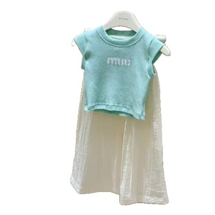 Girls' Summer suit 2025 New Baby Girl Stylish Bottoming Shirt Children's Fashion Wide Leg Pants Casual Two-piece Set