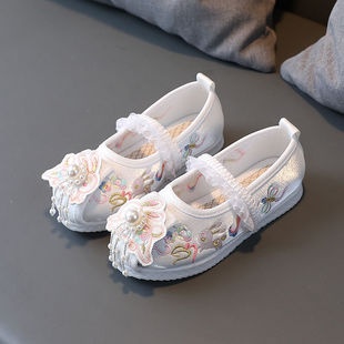 Old Beijing Kidsren's Cloth Shoes, Ancient Costume Xiuhe Shoes, Girls' Chinese Style Winter Antique Shoes, Spring and Summer Embroidered Shoes