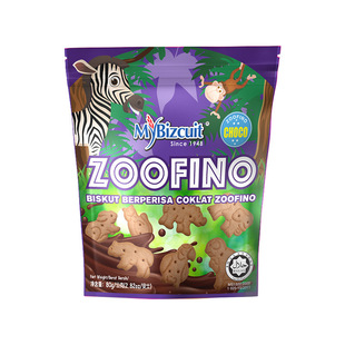 Malaysia Imported Food Mabi ZOOFINO Milk Chocolate Animal Shaped Biscuits Wholesale 80g