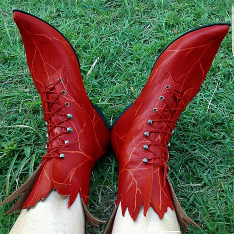 Halloween Independent Cross-Border New European and American Retro Wedding Gothic Style Elf Boots Tree Spirit Leaf Boots