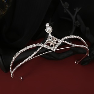 Bridal wedding headdress baroque birthday party Crown alloy rhinestone headband Crown Festival performance hair accessories