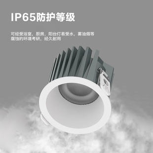 Waterproof downlight IP65 embedded ceiling light living room bathroom anti-fog spotlight round anti-glare full spectrum downlight