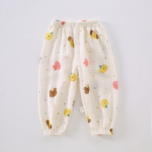 Children's Anti-mosquito Pants Summer Baby Pants Thin Gauze Pure Cotton Class A Baby's Bloomers with Crotch Opening