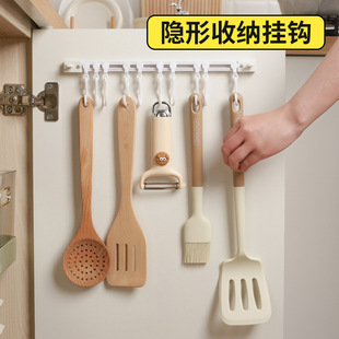 Inner Hanging Cabinet Door Uses Kitchen Hooks to Store Spoons Without Drilling Holes, Space-Saving Hook for Kitchen