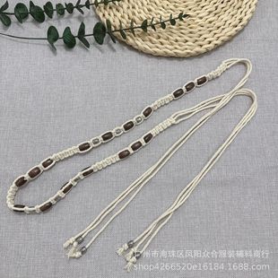 Vintage All-match Hand-woven Wooden Beads Belt Bohemian Women's dress Leisure Travel Waist Chain