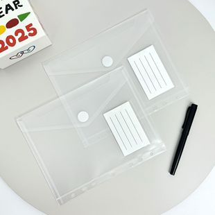 A5 Velcro File Bag Transparent Storage Bag 7 Hole Label Loose-leaf Bag Data Bill Hand Book Certificate Storage
