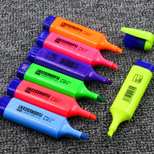 Wholesale free horse highlighter 25 water-based pigment single head 7 color marker pen oblique head DIY key pen marker pen