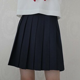 [Orthodox solid color short skirt TR thickened fabric] style positive high temperature pleated shaping black cyanotic skirt for women