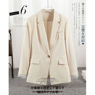 Gao Ke 2025 Linen Blended Quick-drying Single Button Small Suit Reachable Sun-protective Clothing Air-conditioning Shirt Cuff Stitching Lace