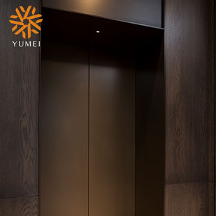 Lobby Elevator Compartment Chicken Wings Wood Grain Wall Panel Stainless Steel Door Cover Wall Fixed Custom Installation