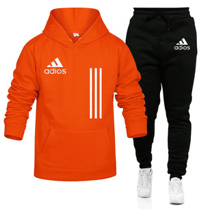 Autumn and Winter Men's Casual Sweater suit Sports Pullover Printed Hoodie Fashionable Fleece Sweater Men's Two-Piece Set