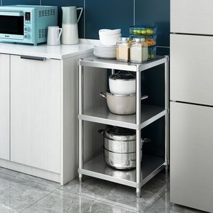 Multi-layer Stainless Steel Square Two-layer Kitchen Rack Stove Bracket Floor Double-layer Oven Storage Rack Thick
