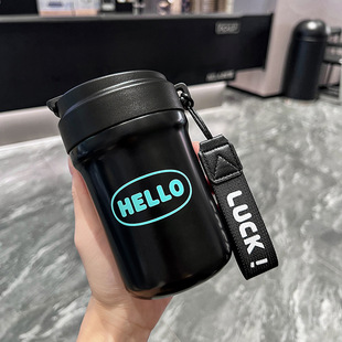 New 316 Stainless Steel Thermos Cup Men and Women Students Cartoon Double Drinking Coffee Cup Simple Portable Suction Cup