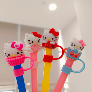 10mm straw cap Hello kitty straw sleeve Stanley cup dustproof straw cover food grade recyclable