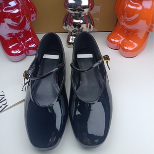ZA Flat Shoes Women's 2025 Summer New Big Red Patent Leather Mary Jane Flat Ballet Shoes Women's Shoes