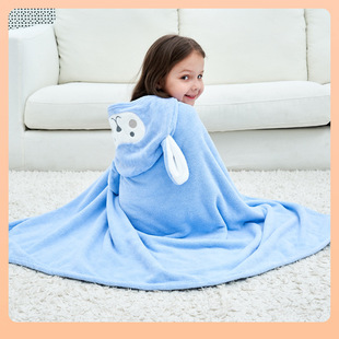 ￡Children's Bath Towel Type a Baby Hooded Wearable Bathrobe Coral Velvet Cartoon Baby Swimming Bath Cape Wholesale