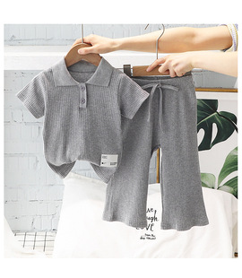 Children's Clothing Girls' Summer Clothes Dopamine Ice Silk suit Short-sleeved Polo Shirt Casual Pants Children's Sportswear Two-piece Set for Women
