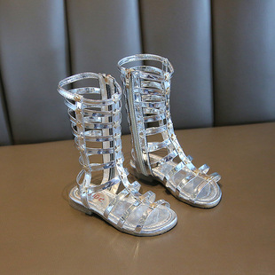 Roman Sandals Women's Long Fairy Style 2025 Spring and Summer New Thick Heels High Heels Long Barrel Tall Sandals and Sandals