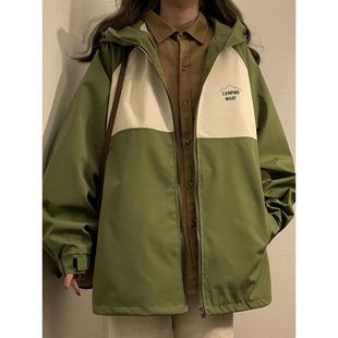 Vintage Hong Kong Style Chic Coat Women's Rushwear American Style High Street Spring and Autumn Contrast Color Tooling Baseball Suit Jacket Trendy