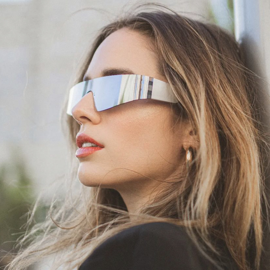 European and American Cross-Border New Punk Style Sunglasses Ins Outdoor Cycling One-Piece Sunglasses with Stylish and Futuristic Feel