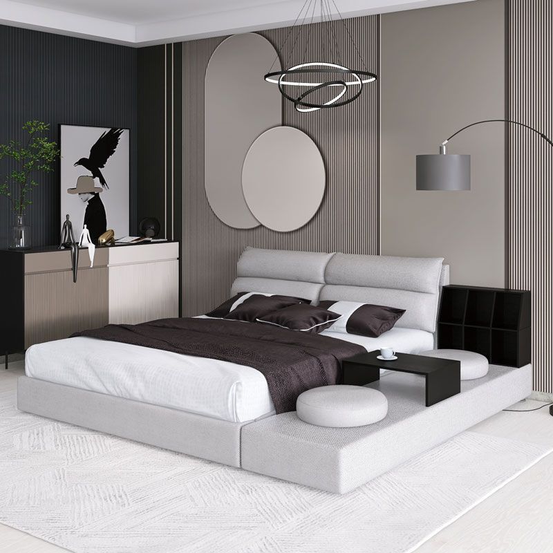 Genuine Leather Bed, Large Bed, Modern Minimalist Double Bed, Tatami Master Bedroom, Floor Low Bed, Ins Style Light Luxury Wedding Bed