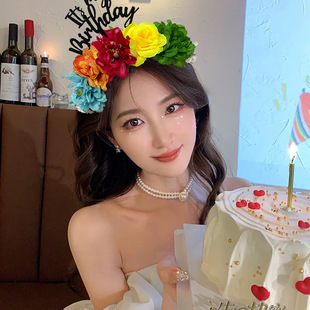 День рождения головной убор цветочный обруч для волос Happy birthday декоративный головный обруч для вечеринки по случаю дня рождения