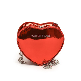 Ladies bags Bag 2024 Cool Fashion Solid Color Patent Leather Stylish Mini Heart Chain Shoulder Crossbody