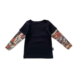 Internet Celebrant Social Person Baby Boy Baby Flower Arm Tattoo Long Sleeve T-Shirt Top Girl Base Shirt Summer Wear Thin