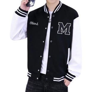 Baseball Suit Jacket Men's Spring and Autumn Fashionable Vertical Collar Printed Jacket Trendy Brand Student Casual Sports Autumn Jacket