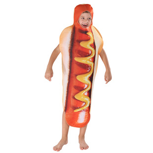 Source manufacturers cross-border source 3D color printing children's hot dog suit jumpsuit food stage role-playing clothing