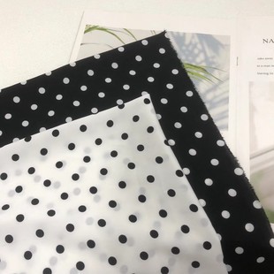 Spot Chiffon Plain Weave Forged 0.8 Polka Dot Printed Dress Fabric Full Polyester Printed White Polka Dot Printed Fabric